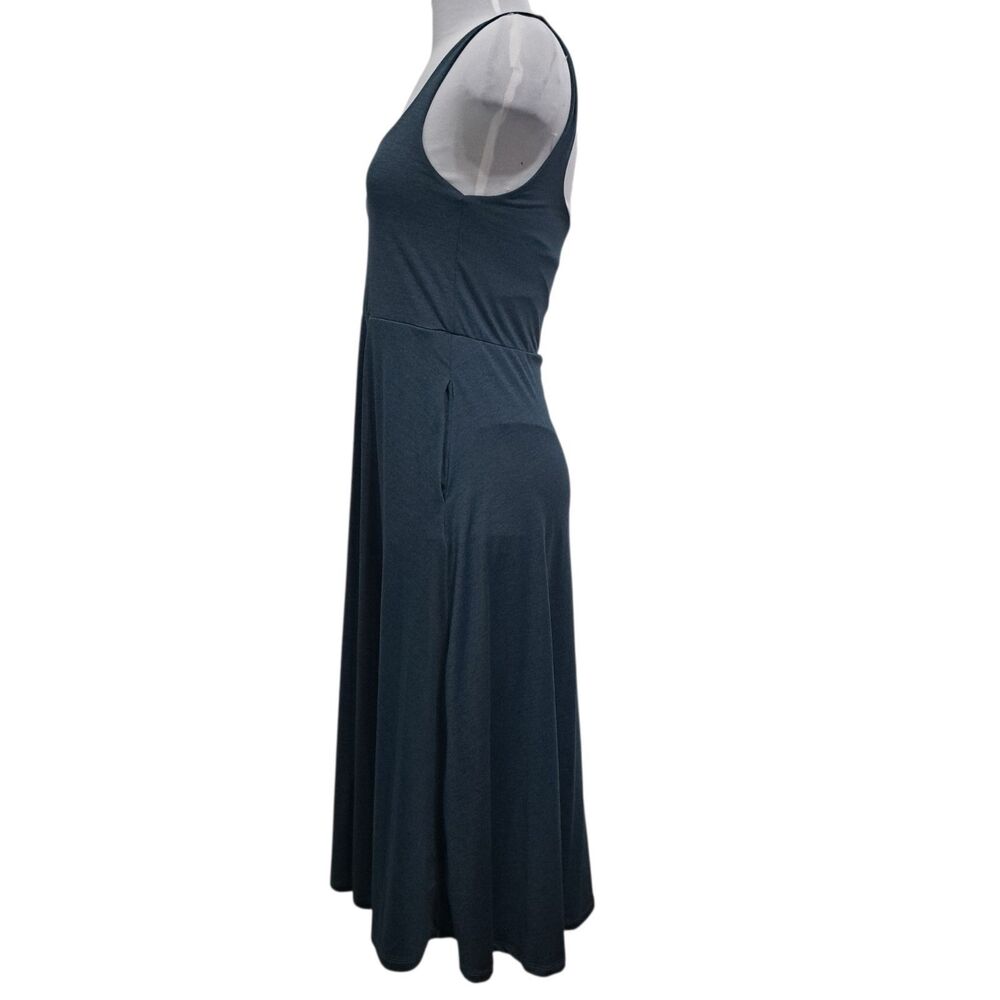 Quince Flowknit  Ultra Soft Fit & Flare Boho Summer Chic Midi Dress Medium Navy - Picture 3 of 11